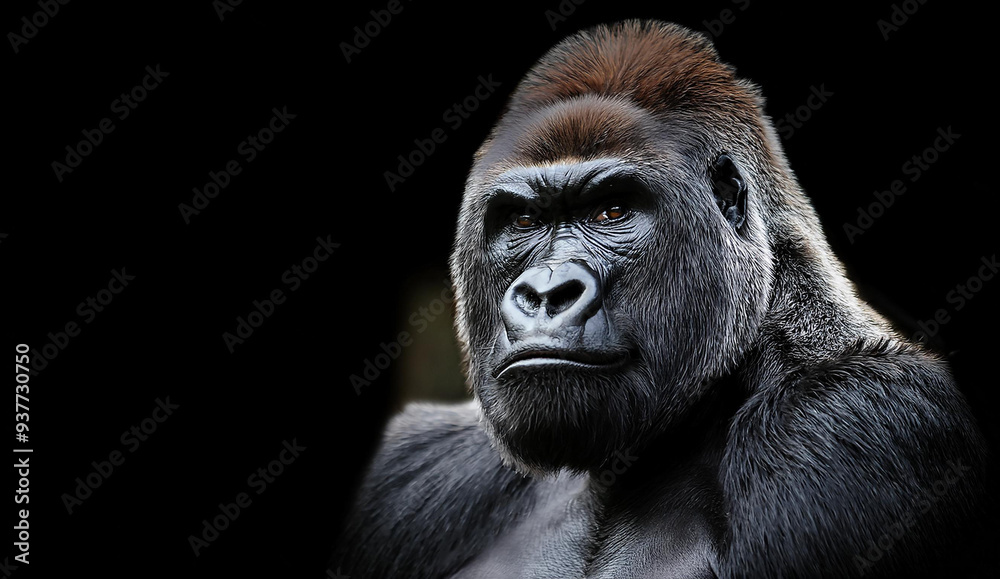 Obraz premium Gorilla dark background portrait 