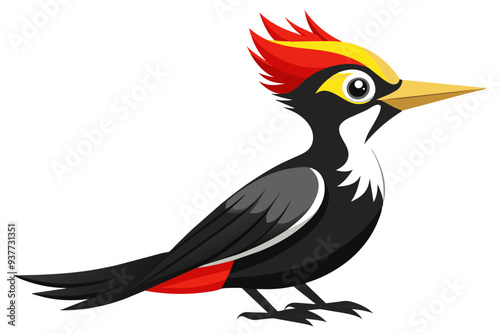 Magellanic woodpecker bird vector art illustration photo