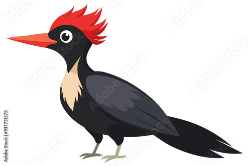 Magellanic woodpecker bird vector art illustration photo