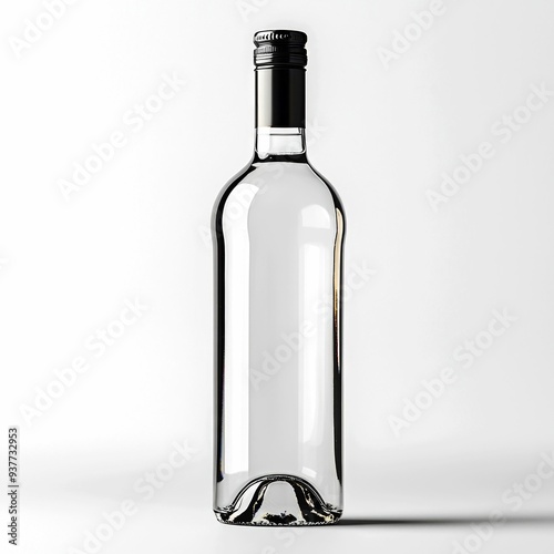 Clear Glass Wine Bottle with Black Screw Cap
