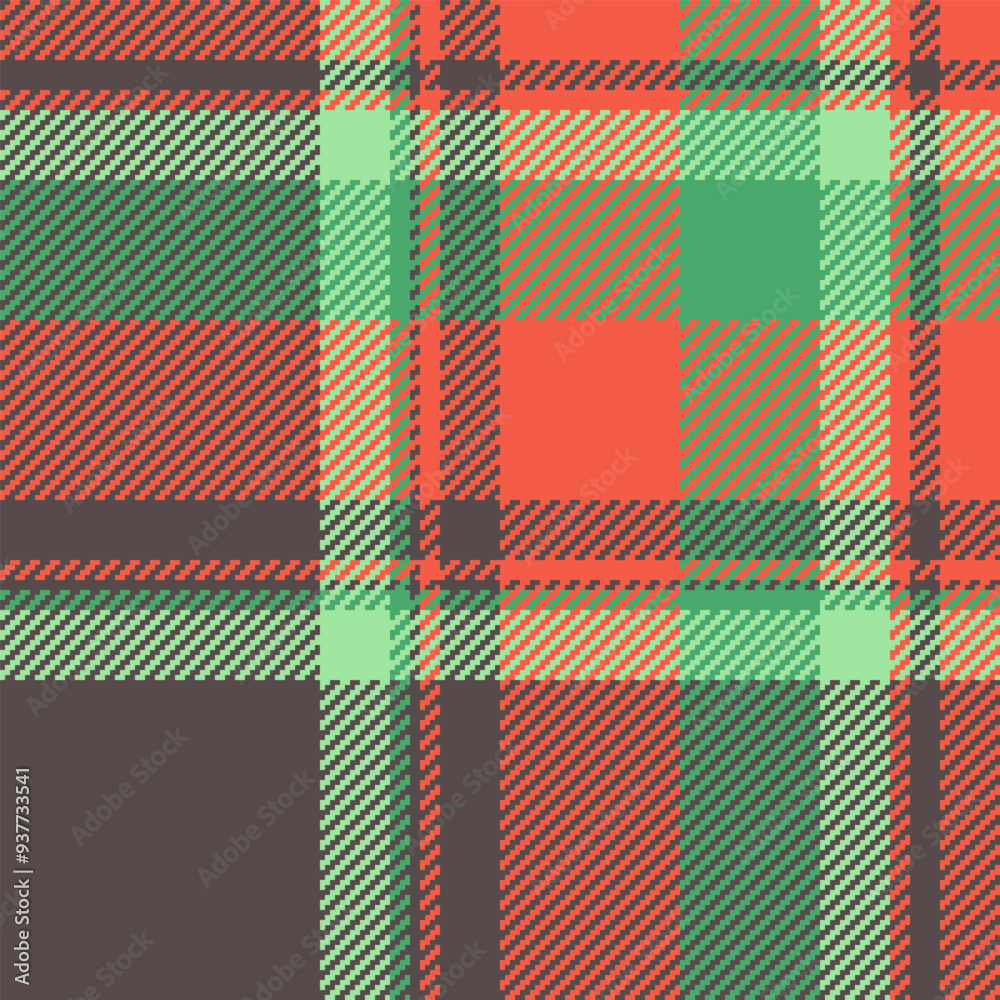 Line check tartan pattern, vibrant texture plaid background. Perfection vector textile fabric seamless in green and pastel colors.