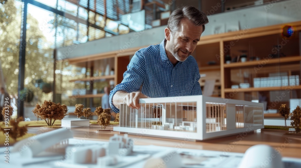 The architect with model The architect with model