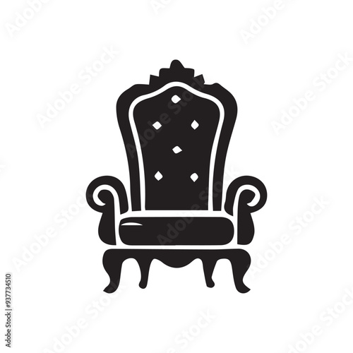 Black leather armchair isolated on a white background.