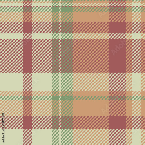 Fancy pattern background texture, artistic fabric check textile. Filigree vector tartan plaid seamless in light and red colors. photo