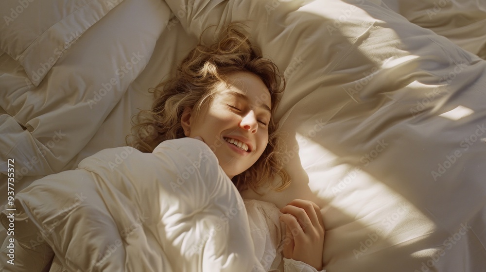 A woman is sleeping on a bed with a blanket A woman is sleeping on a bed with a blanket