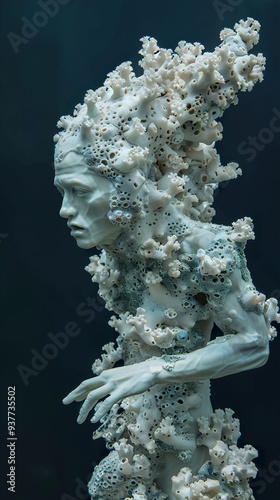 Coral Sculpture: A Human Figure Transformed by Nature photo