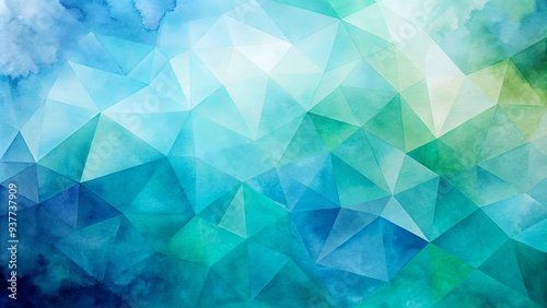 Polygon watercolour background in shades of blue and green , abstract, texture, vibrant, colorful, paint, artistic