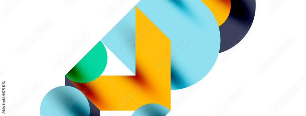 Metal color circles with shadows and other geometric elements composition for wallpaper, banner, background or landing Metal color circles with shadows and other geometric elements composition for wallpaper, banner, background or landing
