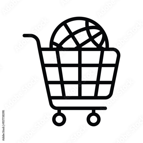 World globe with shopping trolley, global shopping vector design