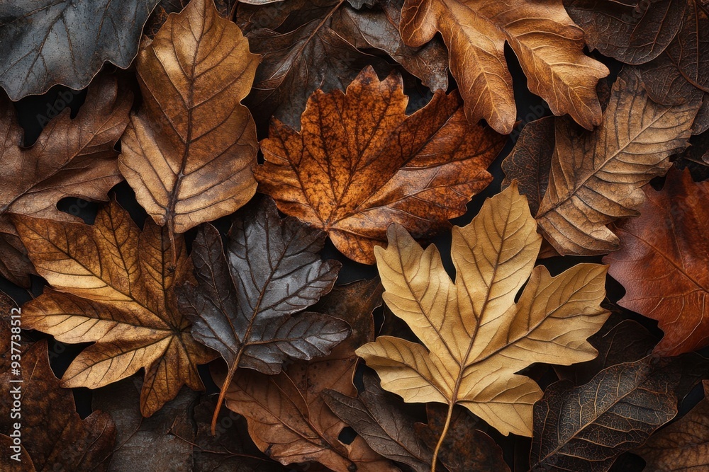 Layered Autumn Leaves in Warm Tones Layered Autumn Leaves in Warm Tones