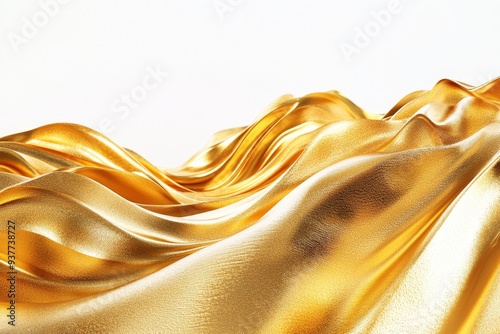 Shiny gold wave flowing smoothly in an abstract form.