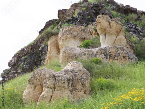 Remains of an ancient Amphitheater at the entrance to Susita National Park, Israel.