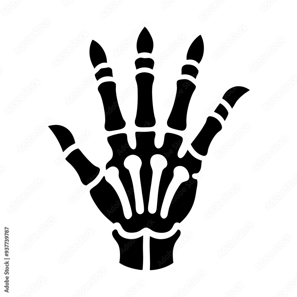 A cool, trendy logo of a skeleton hand for Halloween apparel. A cool, trendy logo of a skeleton hand for Halloween apparel.