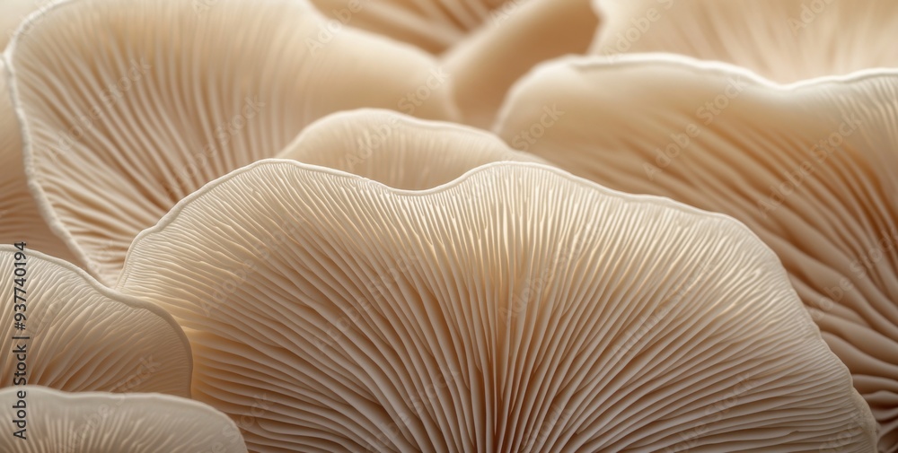 Abstract Close-Up of Soft Beige Mushroom Gills Abstract Close-Up of Soft Beige Mushroom Gills