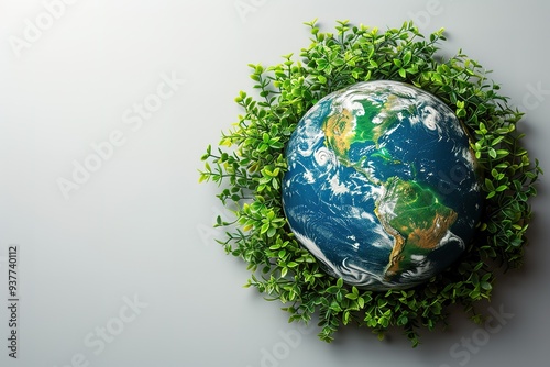 Earth day concept on white background, World environment day