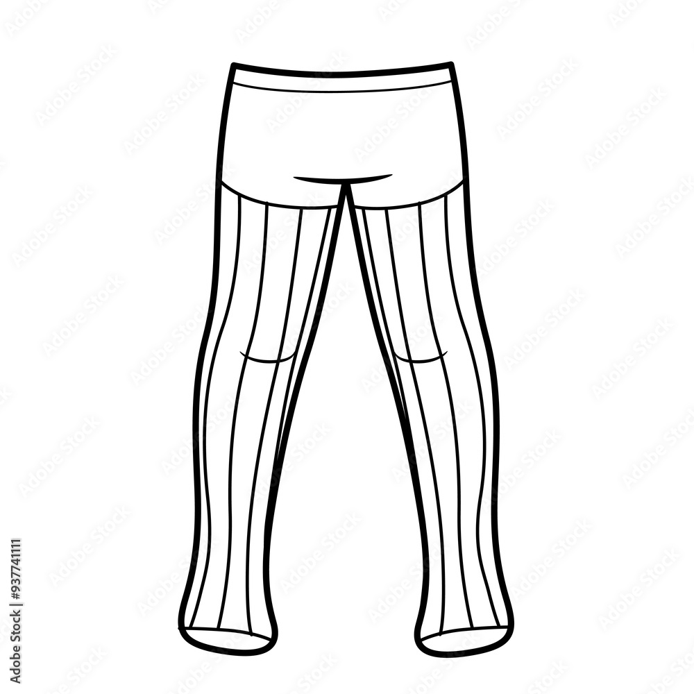 Tights for girls with long vertical stripes line art Tights for girls with long vertical stripes line art