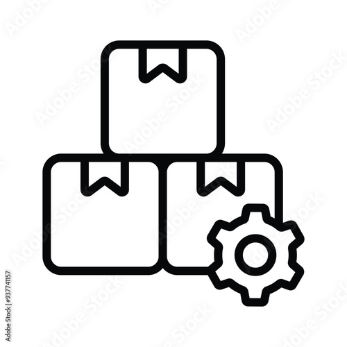 Cardboard with gear symbolizing delivery management icon, product management