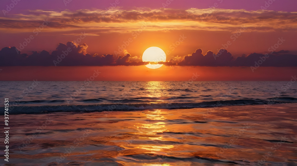 sun setting over a tranquil ocean sun setting over a tranquil ocean