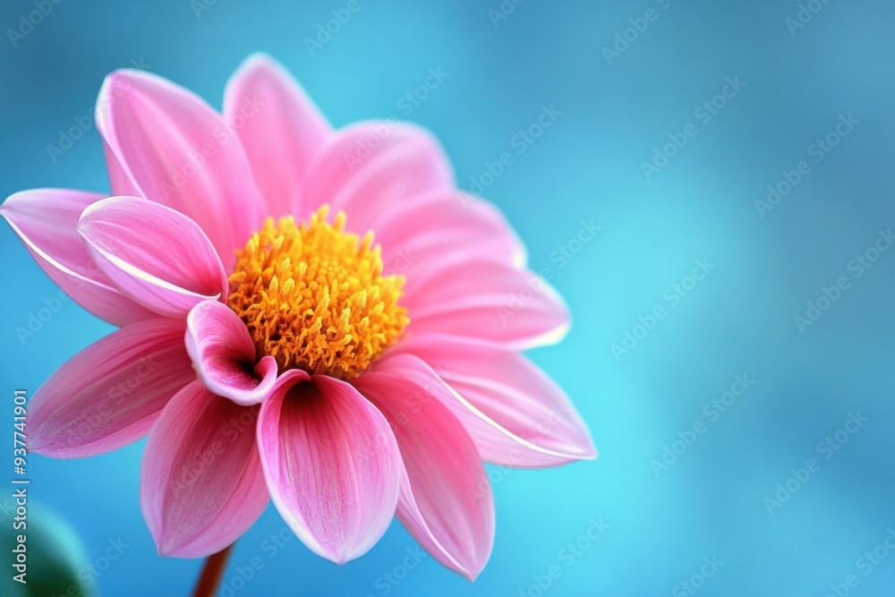 Vibrant Pink Flower Against Dreamy Blue Background Vibrant Pink Flower Against Dreamy Blue Background