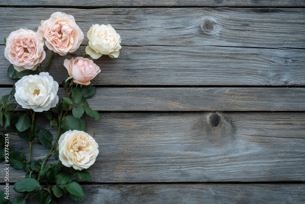 Rustic Rose Arrangement on Weathered Wood Rustic Rose Arrangement on Weathered Wood