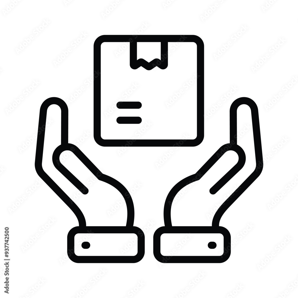 Parcel on hand showing concept icon of parcel care icon Parcel on hand showing concept icon of parcel care icon