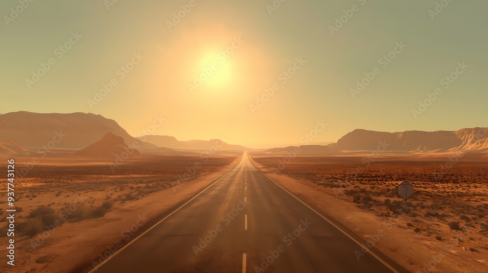 Fototapeta premium Desert Road at Sunset.