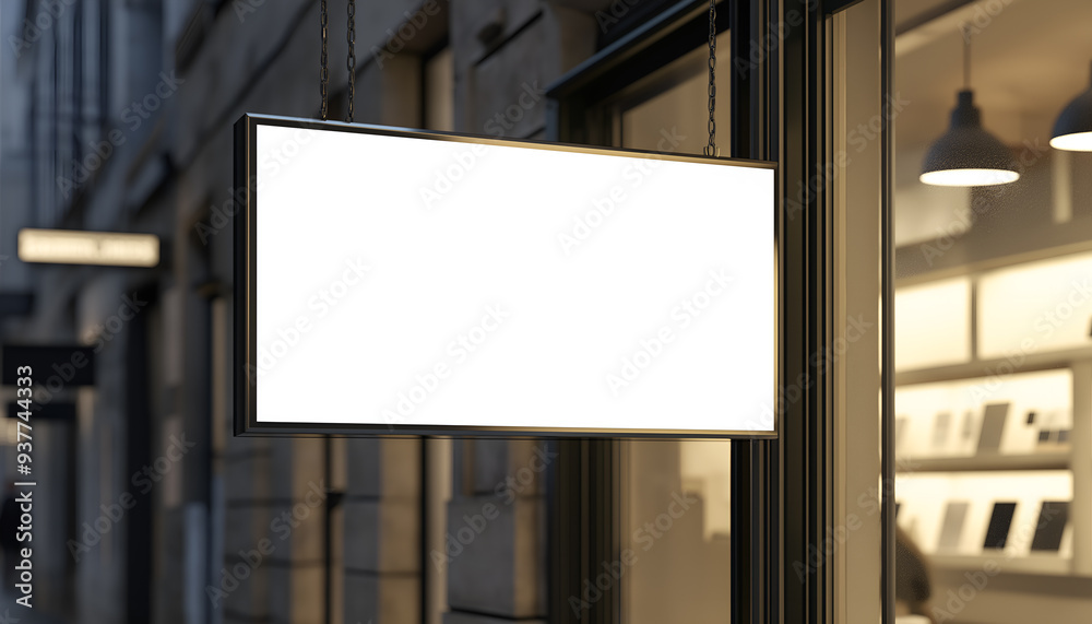 Blank store signage design mockup isolated Blank store signage design mockup isolated