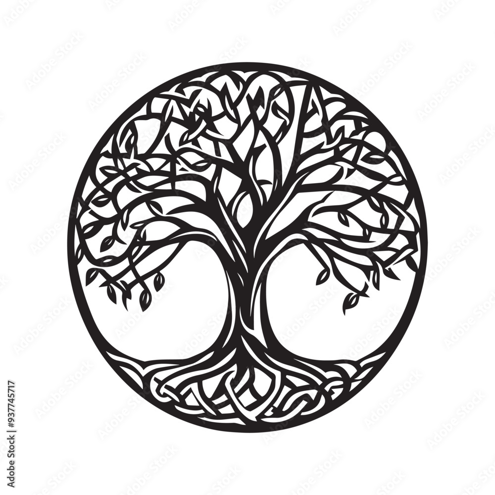 Celtic Tree of Life Clipart, Celtic Tree Silhouette - A Birch of Duhallow Celtic tree illustration in black and white Celtic Tree of Life Clipart, Celtic Tree Silhouette - A Birch of Duhallow Celtic tree illustration in black and white
