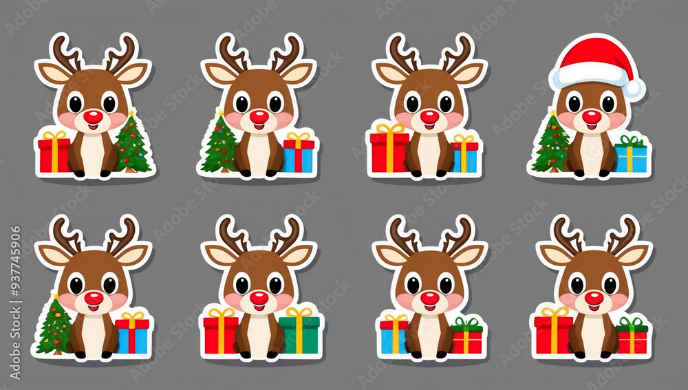 sticker happy deer christmas sticker happy deer christmas