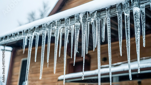a house with icicles hanging from the roof