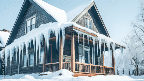 a house with icicles hanging from the roof