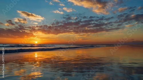 the ocean during golden hour, with the sun dipping below the horizon