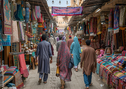 people walking in a market