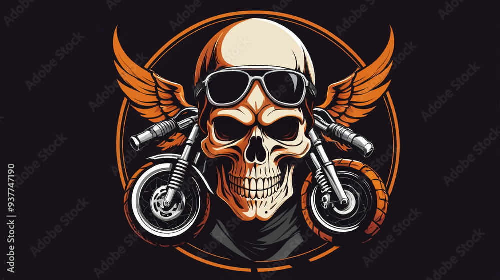 Fototapeta premium skull cyclist vector logo