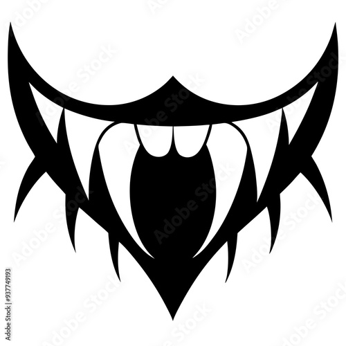 A cool, minimalist icon of a vampire's fangs for Halloween night.




