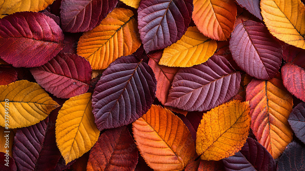 Colorful autumn leaves scattered on the ground in a natural setting Colorful autumn leaves scattered on the ground in a natural setting