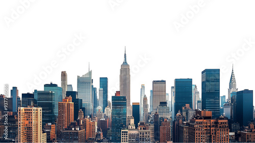 New York City skyline isolated on transparent background. PNG