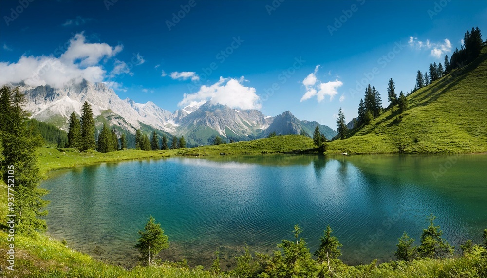 alpine mountain scene, AI generated alpine mountain scene, AI generated