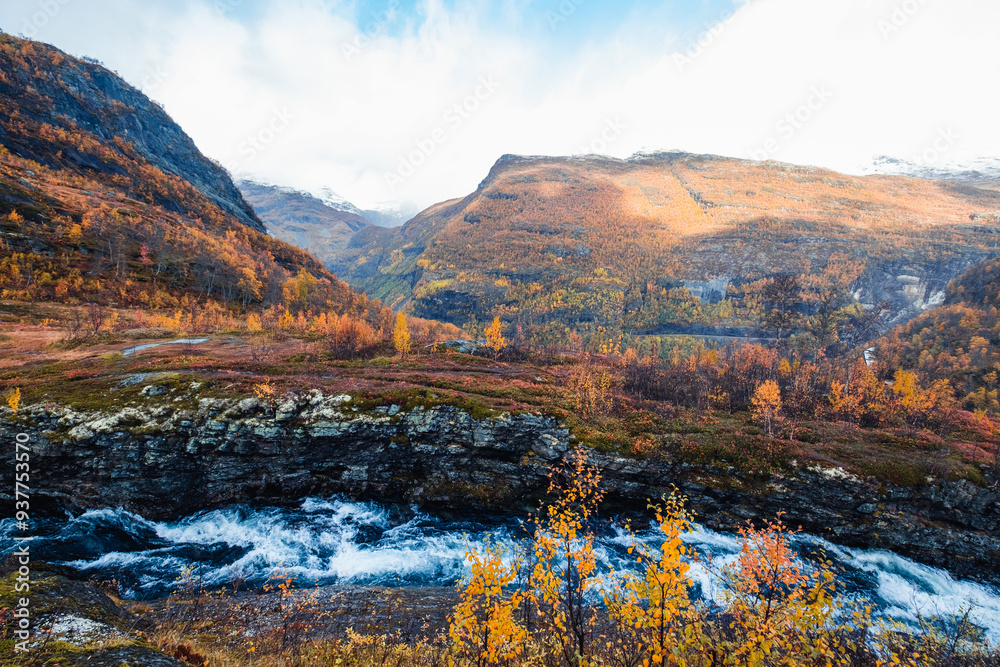 Fototapeta premium Autumn scenery near Flam, Norway