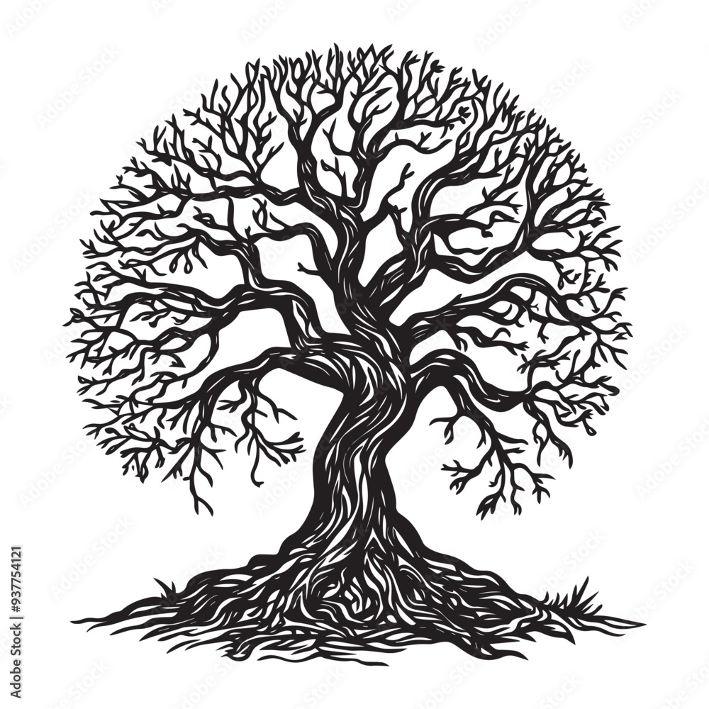 Celtic Tree of Life Clipart, Celtic Tree Silhouette - A Hazel Celtic tree illustration in black and white Celtic Tree of Life Clipart, Celtic Tree Silhouette - A Hazel Celtic tree illustration in black and white