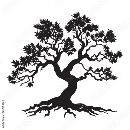 Celtic Tree of Life Clipart, Celtic Tree  Silhouette - A Juniper Celtic tree illustration in black and white