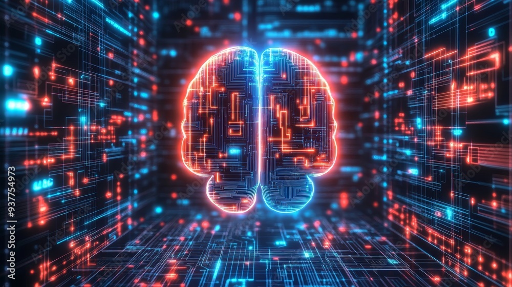A vibrant representation of a digital brain, symbolizing artificial intelligence and neural networks in a futuristic setting. A vibrant representation of a digital brain, symbolizing artificial intelligence and neural networks in a futuristic setting.
