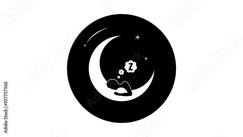 sleep emblem, black isolated silhouette