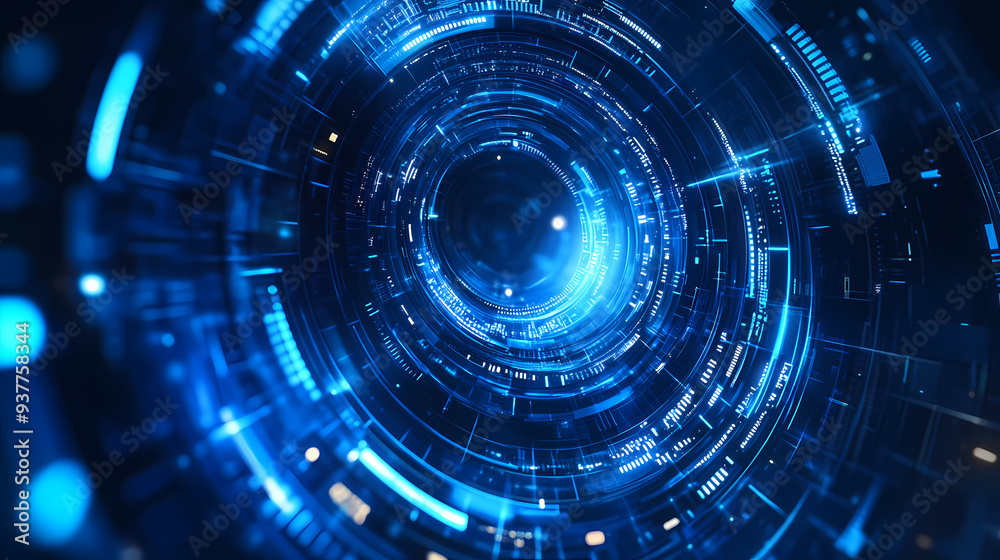 Blue abstract circular digital technology background Blue abstract circular digital technology background