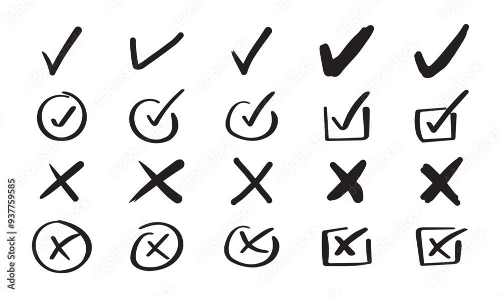 right wrong tick cross sign hand drawn right wrong tick cross sign hand drawn