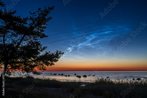 silvery clouds over the sea