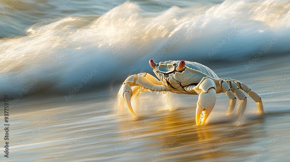 Crab Walking on the Beach at Sunset Crab Walking on the Beach at Sunset