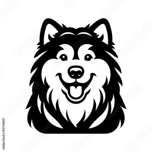 Black alaskan malamute vector icon