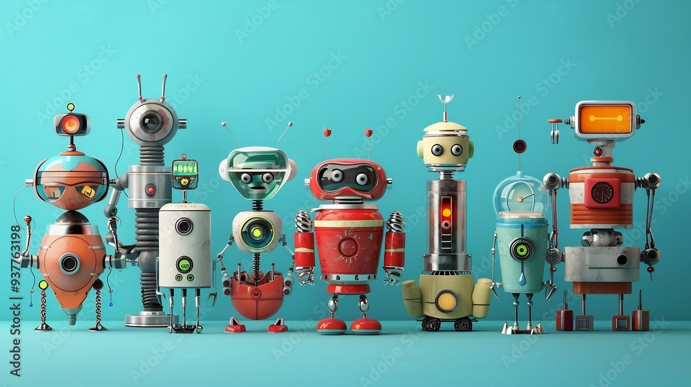 Fototapeta premium Cute robot, ai generated