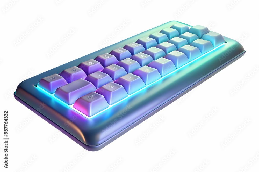 Futuristic 3D Holographic Keyboard with Floating Keys Emitting Soft Glowing Light isolated on White Background - Technology Concept Futuristic 3D Holographic Keyboard with Floating Keys Emitting Soft Glowing Light isolated on White Background - Technology Concept